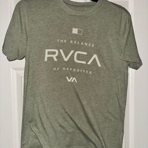 RVCA Green Short Sleeve Tee with Graphic Design - Size Small